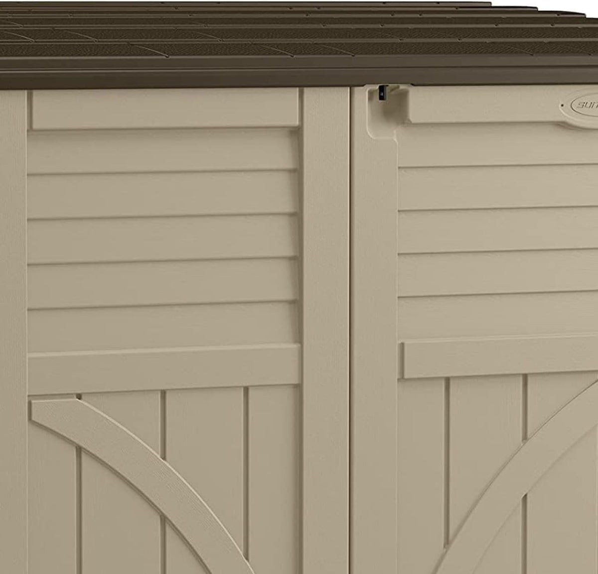 Suncast 34 Cu Ft Horizontal Resin Storage Shed – Outdoor Storage Shed with Floor Included, Lockable, Weatherproof, Fits Small