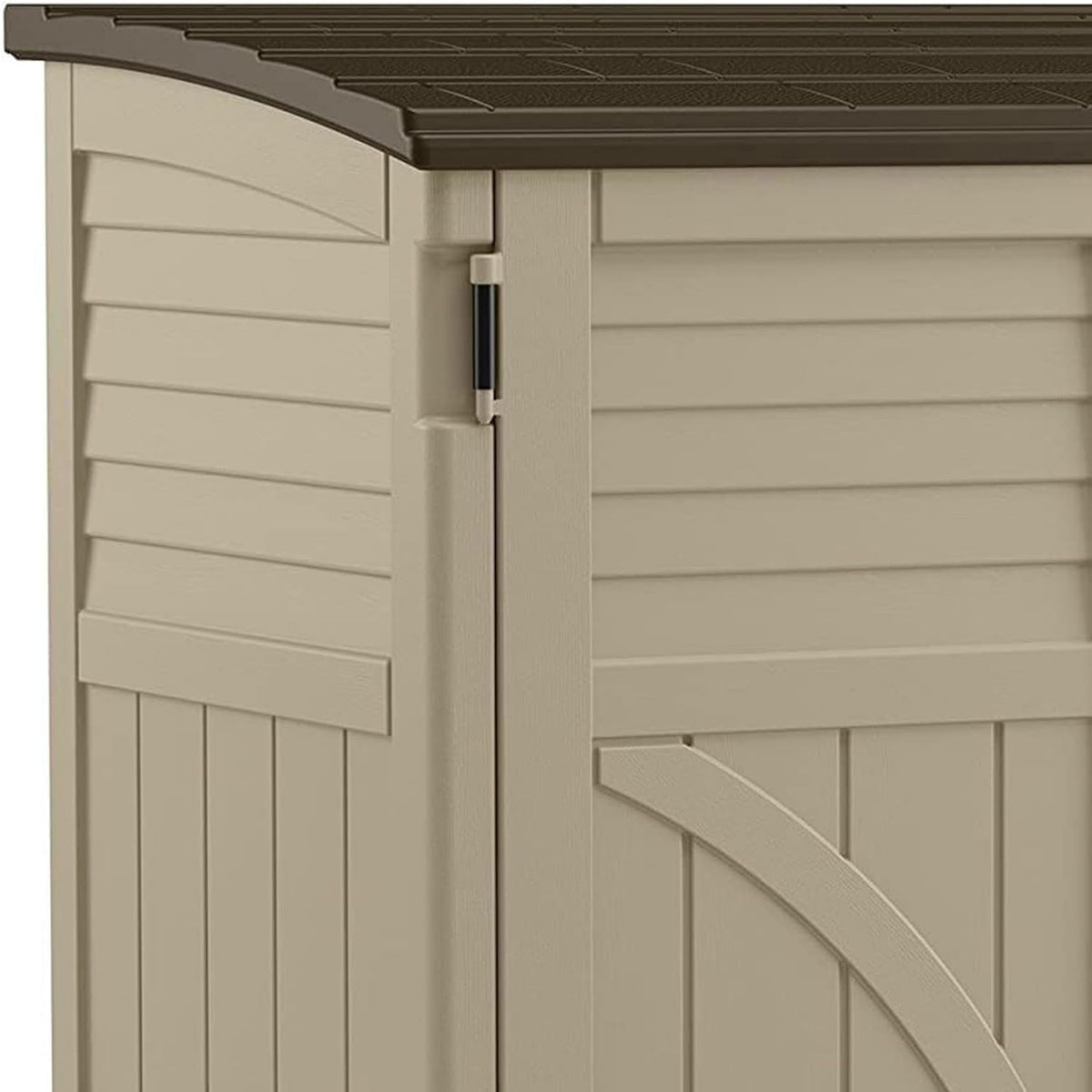 Suncast 34 Cu Ft Horizontal Resin Storage Shed – Outdoor Storage Shed with Floor Included, Lockable, Weatherproof, Fits Small