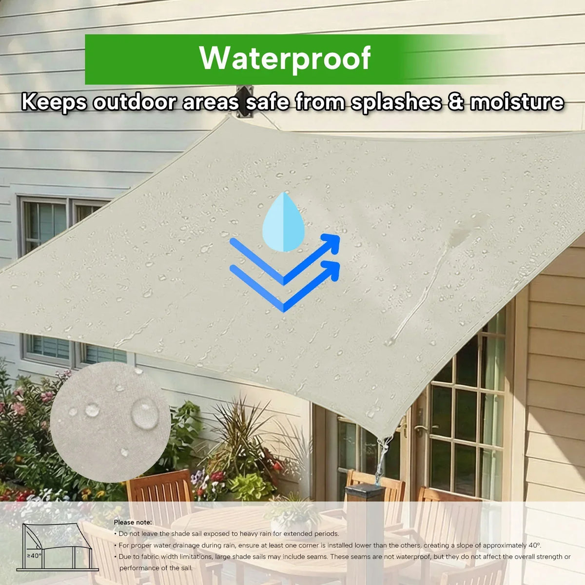 KGORGE Outdoor Waterproof Rectangle Sun Shade Sail for Patio/Pool