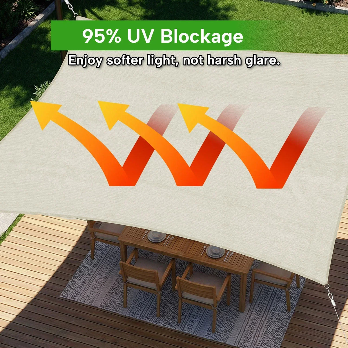 KGORGE Outdoor Waterproof Rectangle Sun Shade Sail for Patio/Pool