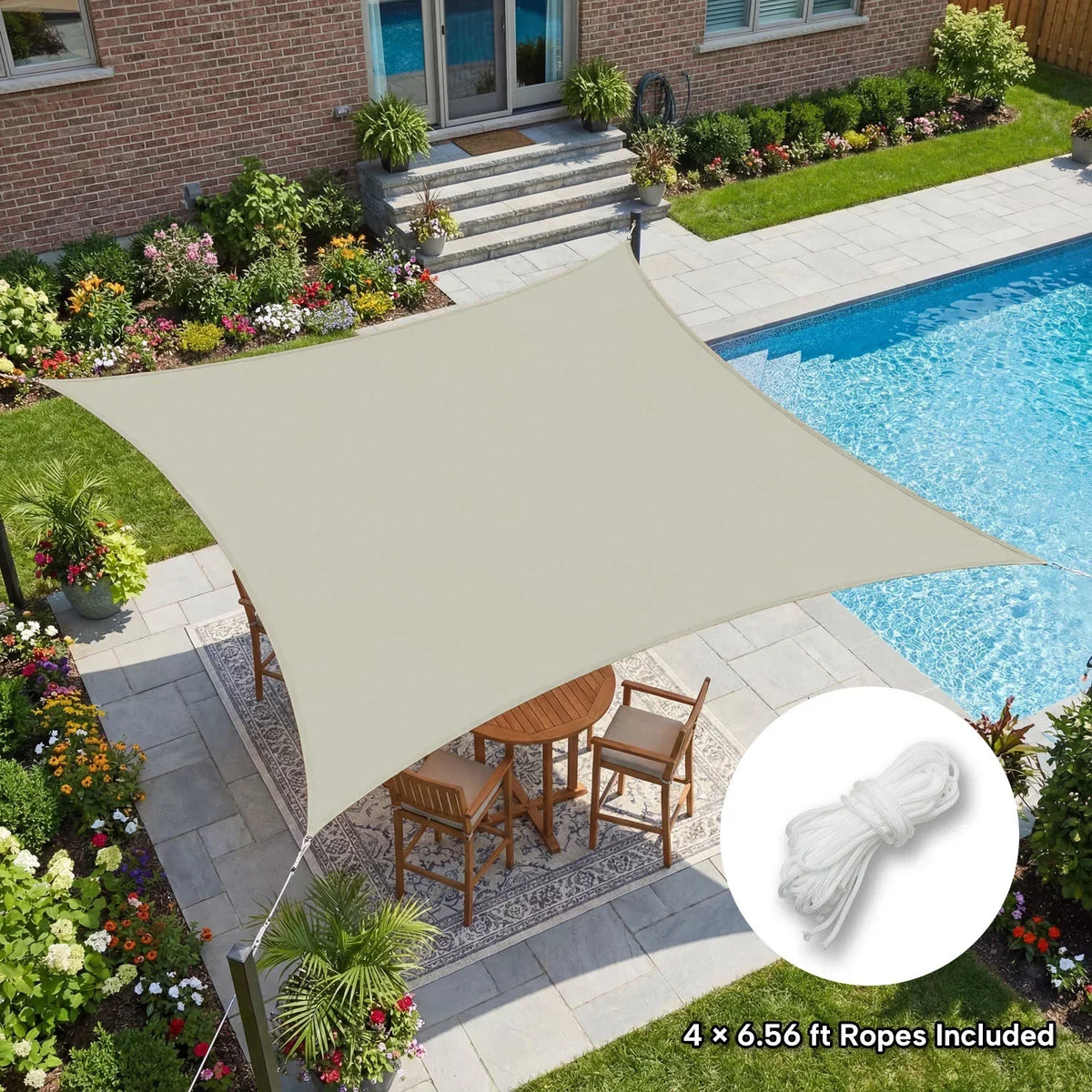 KGORGE Outdoor Waterproof Rectangle Sun Shade Sail for Patio/Pool
