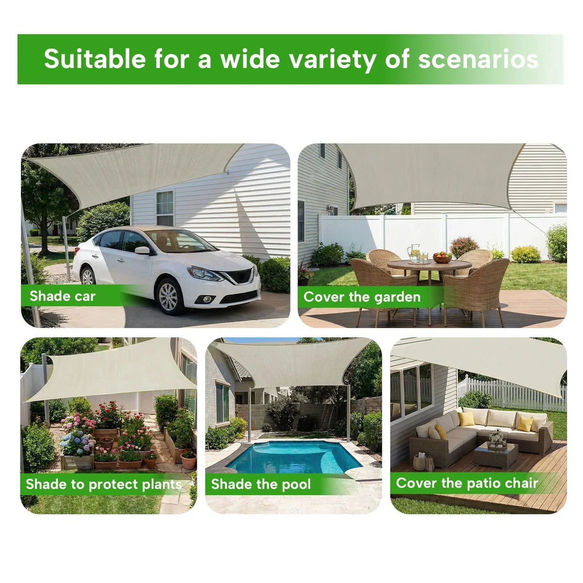 KGORGE Outdoor Waterproof Rectangle Sun Shade Sail for Patio/Pool