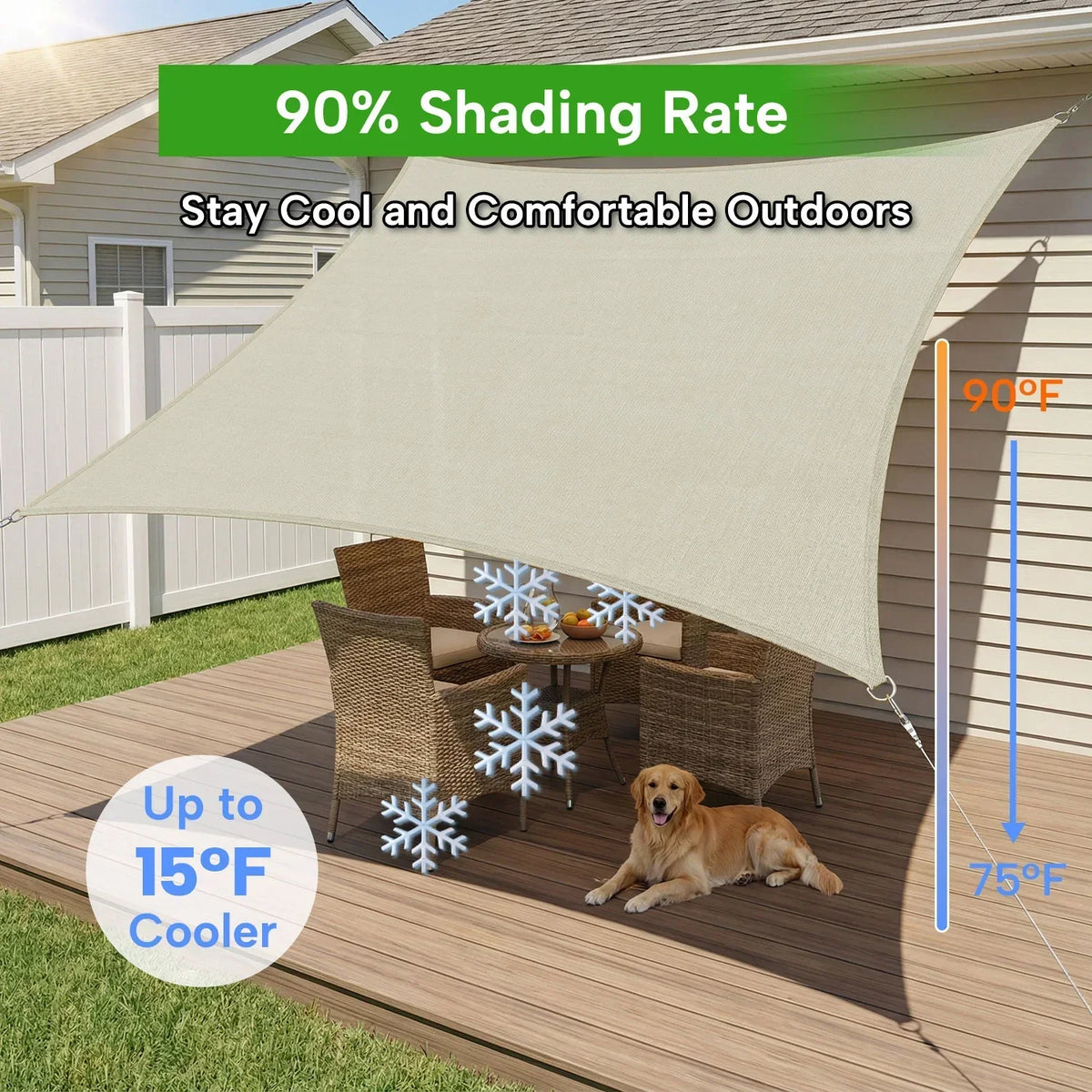 KGORGE Outdoor Waterproof Rectangle Sun Shade Sail for Patio/Pool