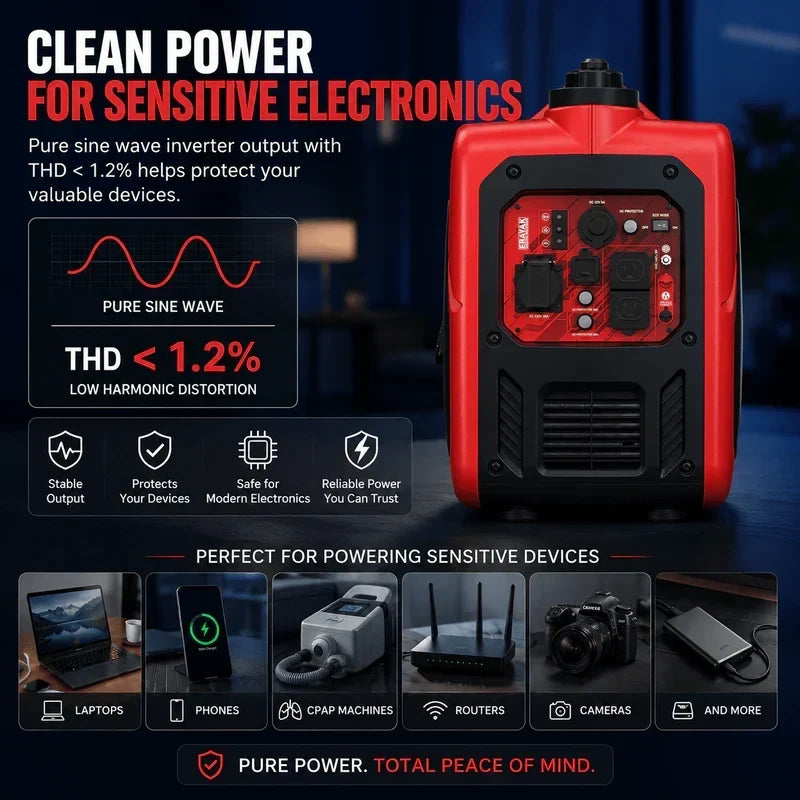 Erayak 4500W Quiet Inverter Generator | 30A RV-Ready Camping & Home Backup Power