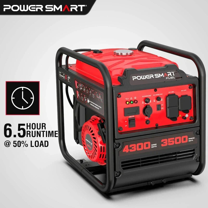 PowerSmart 4300-Watt Portable Generator with Inverter Technology, 3500W Rated, 223cc 4-Stroke Gas Powered Engine, 30 Amp for Home Backup, Camping, Emergency