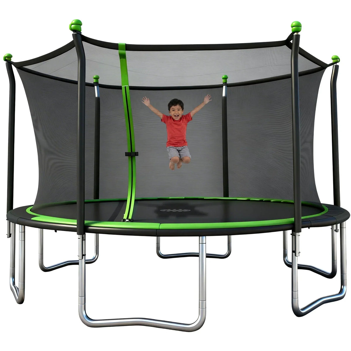 Sportspower BouncePro 14ft Trampoline Meets ASTM Safety Standards, Heavy-Duty Rust-Resistant Steel Frame, UV-Resistant Jump Mat & Safety Net
