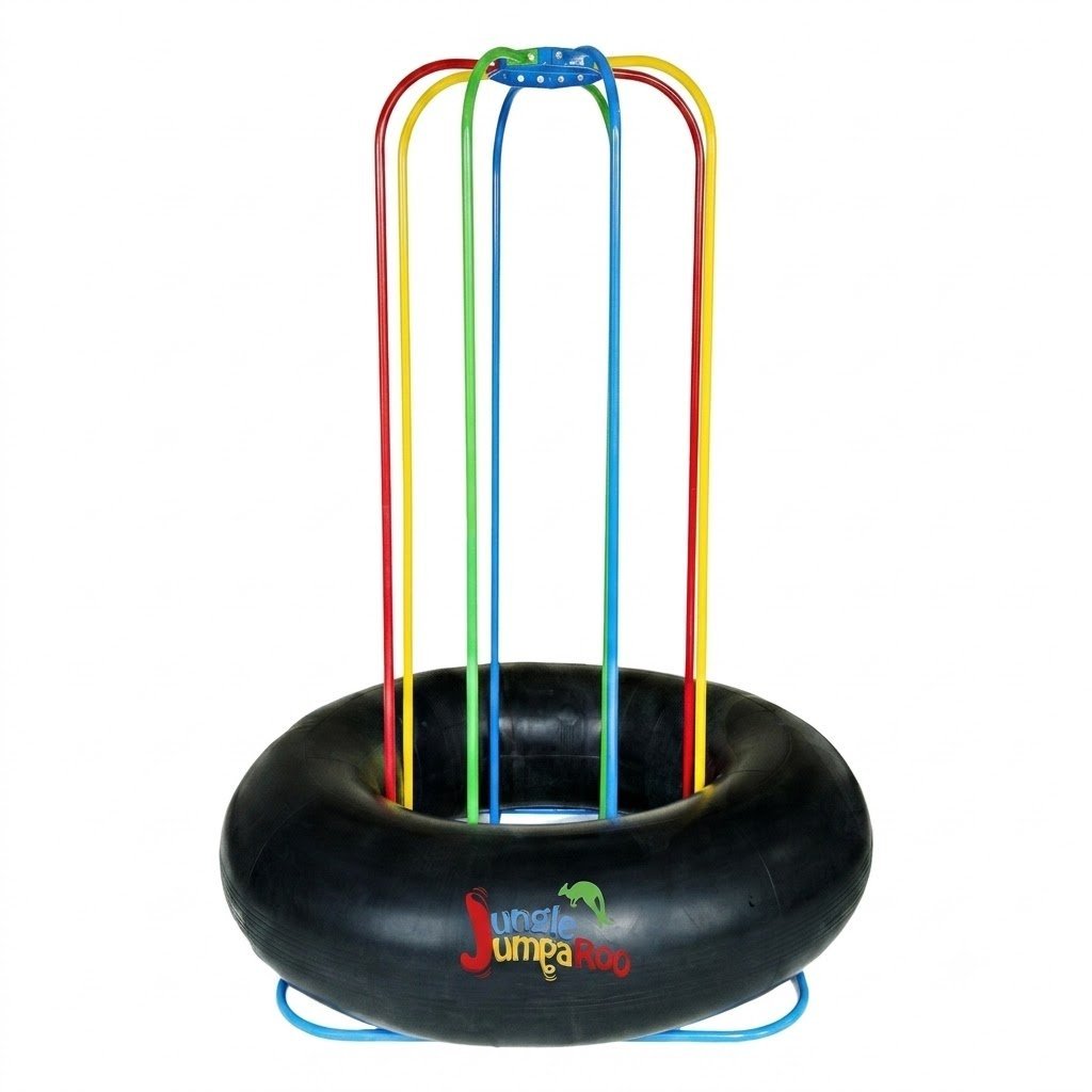 Jungle JumpaRoo – Trampoline/Bounce House-Like Play Set – Indoor/Outdoor Jungle Gym with Welded Swing bar – Large