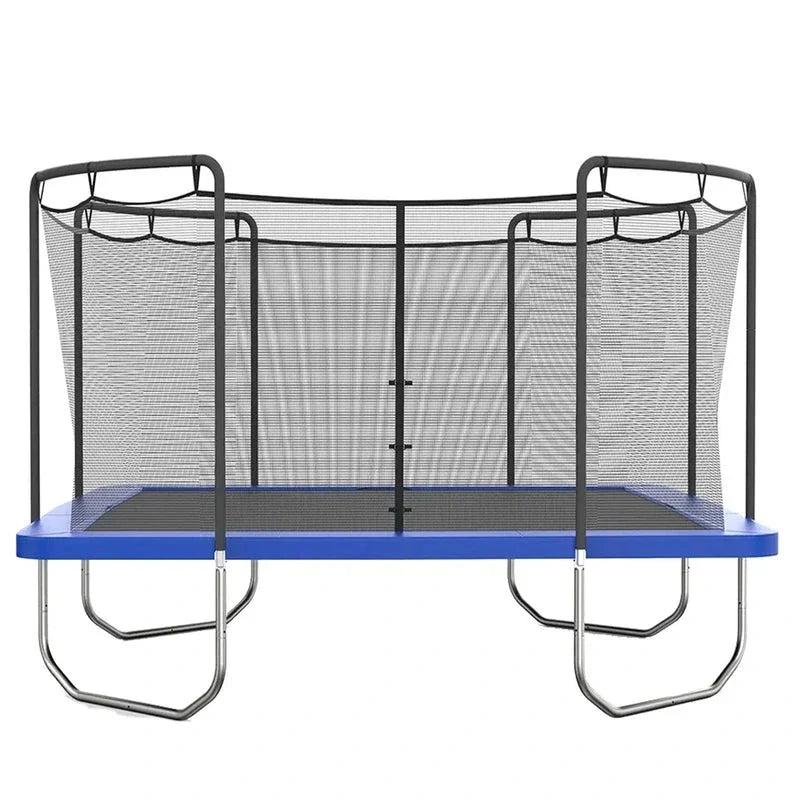 Skywalker Trampolines 15′ x 15′ Square Trampoline with Safety Enclosure Net – Blue Heavy-Duty Outdoor Trampoline for Kids & Adults, Rust-Resistant Steel Frame