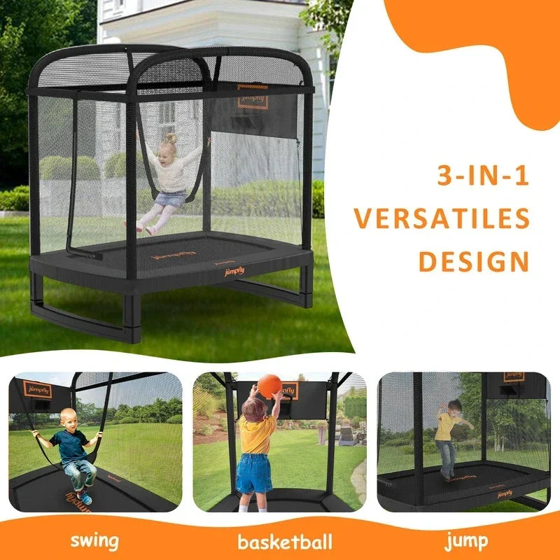 JumpFly 6FT Toddler Trampoline for Kids with Swing