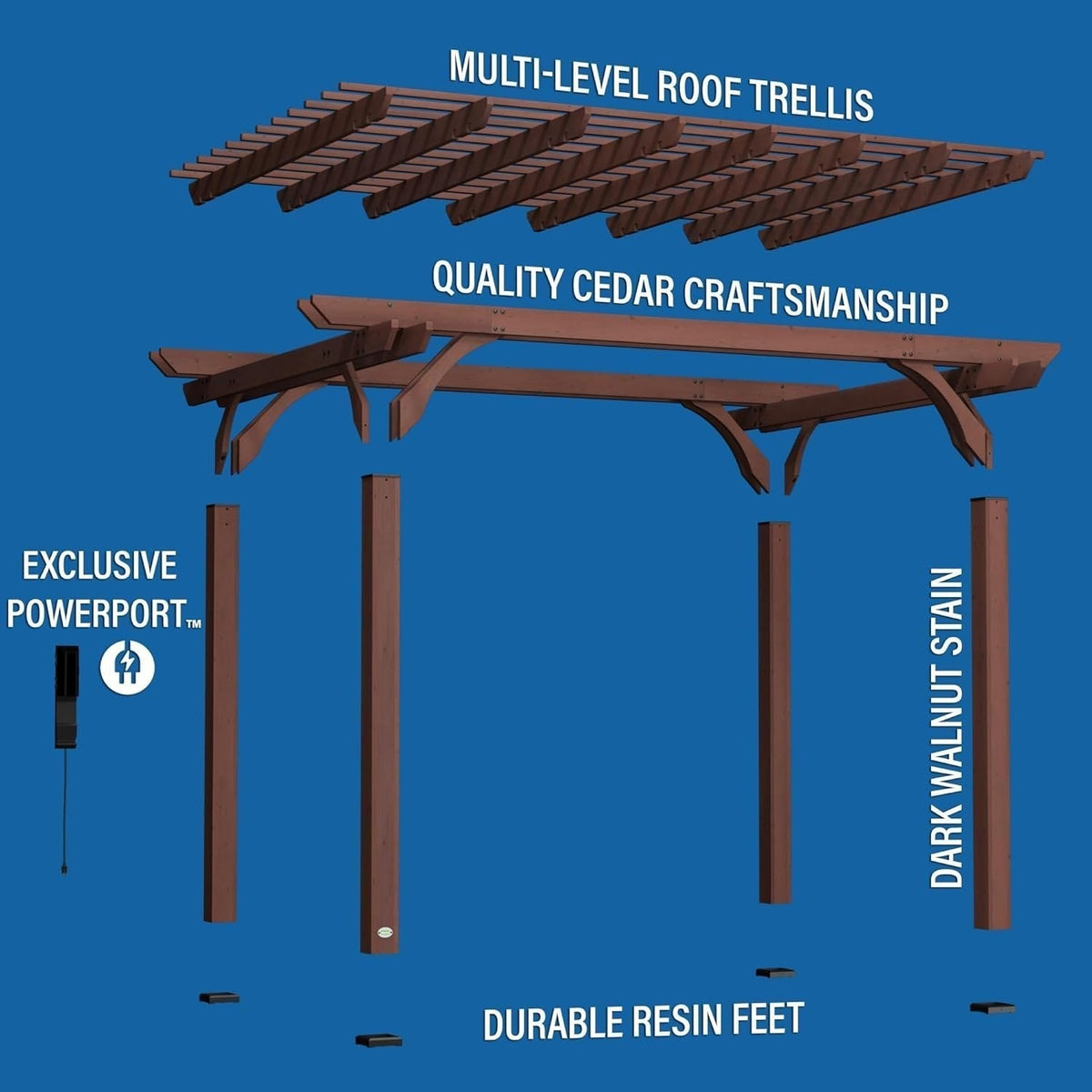 Backyard Discovery 14′ X 10′ Somerville Pergola W/ Electric – Dark Walnut DIY