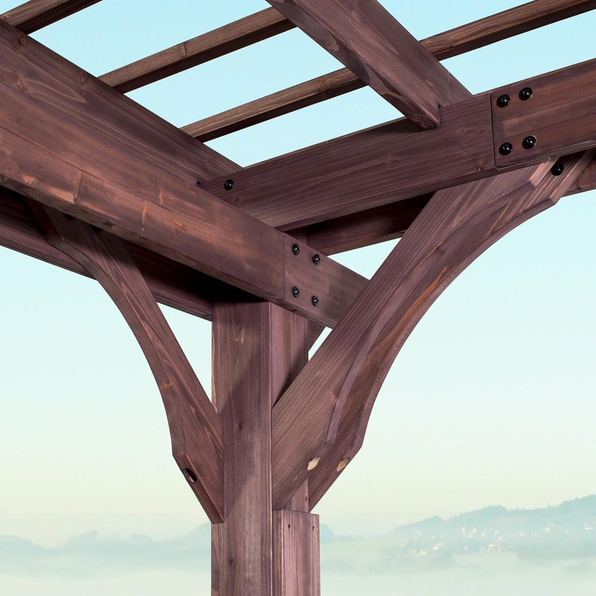 Backyard Discovery 14′ X 10′ Somerville Pergola W/ Electric – Dark Walnut DIY
