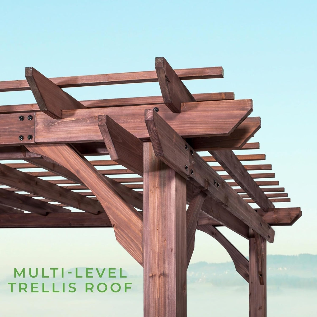 Backyard Discovery 14′ X 10′ Somerville Pergola W/ Electric – Dark Walnut DIY