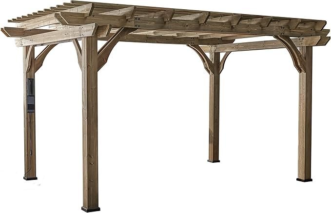 Backyard Discovery 14′ X 10′ Somerville Pergola W/ Electric – Dark Walnut DIY