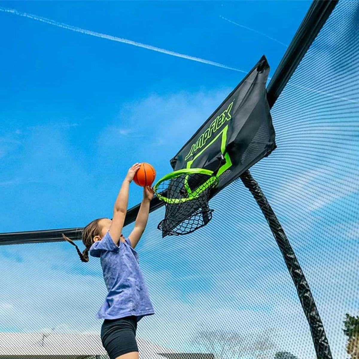 JumpFlex HERO 14 Backyard Outdoor Trampoline for Kids with Net & Ladder