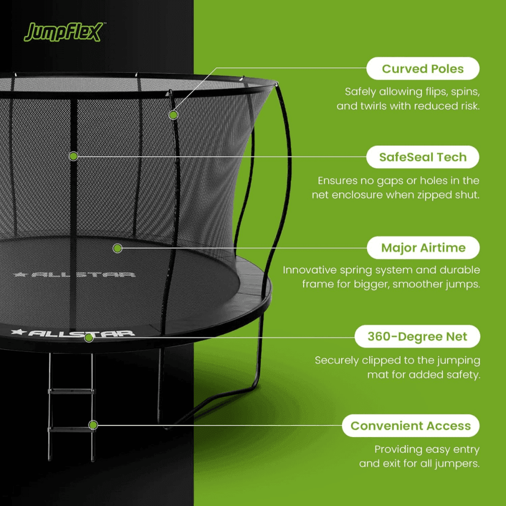ALLSTAR 10 Trampoline Outdoor Backyard Play Equipment with Net & Ladder