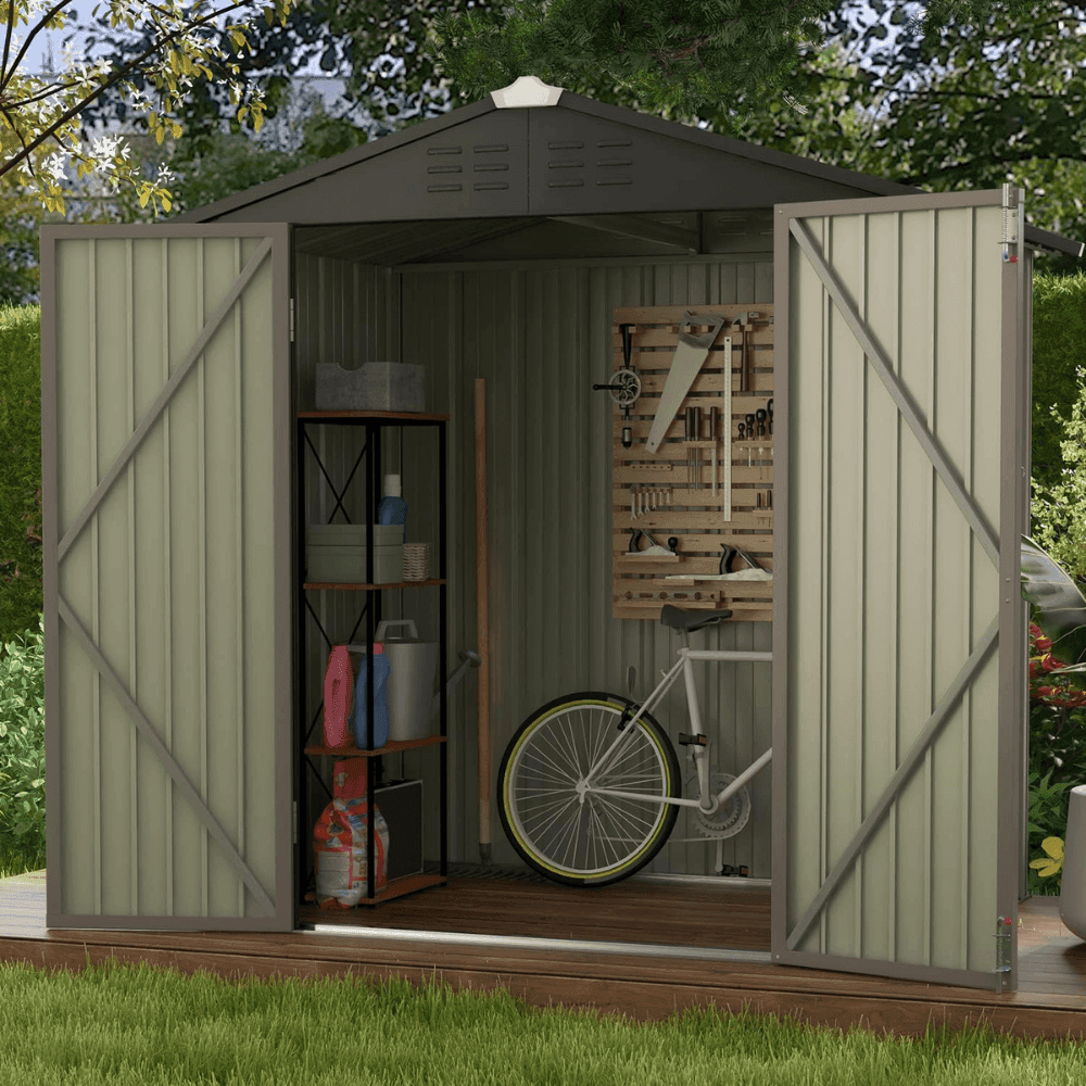 Patiowell 10 ft. W x 12 ft. D Size Upgrade Metal Storage Shed (119 sq. ft.)