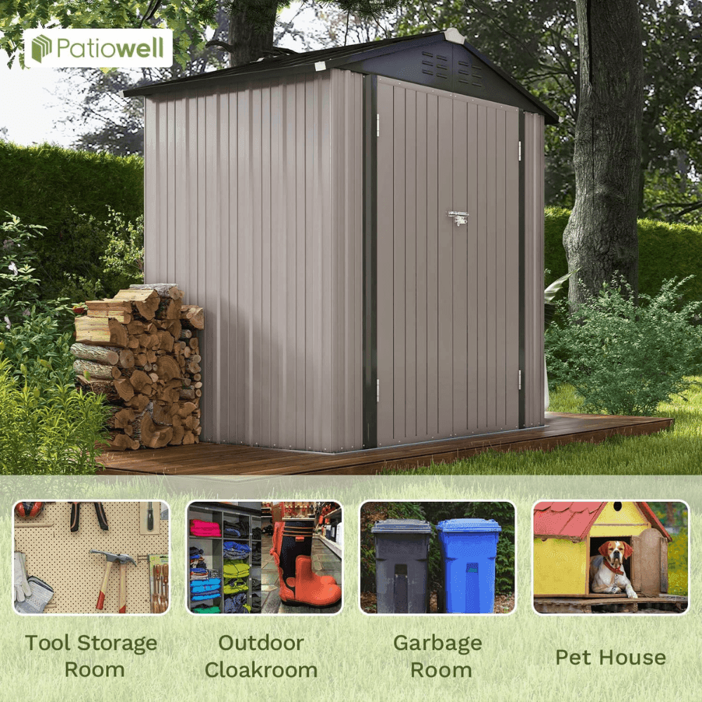 Patiowell 10 ft. W x 12 ft. D Size Upgrade Metal Storage Shed (119 sq. ft.)