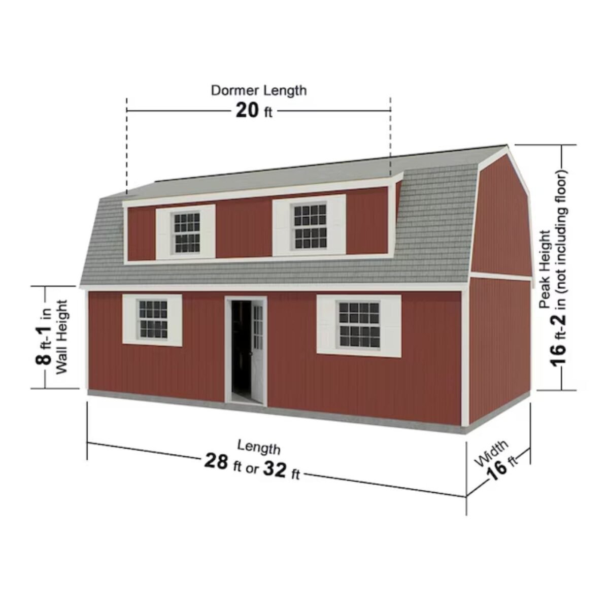 Best Barns Camp Reynolds 16-ft x 32-ft Gambrel Style Wood Outdoor Storage Shed