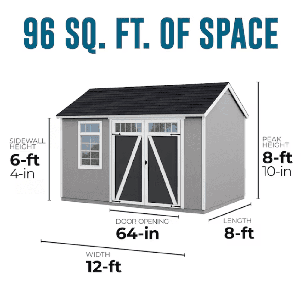 Heartland Coronado 12-ft x 8-ft Gable Style Wood Outdoor Storage Shed with Windows and Doors