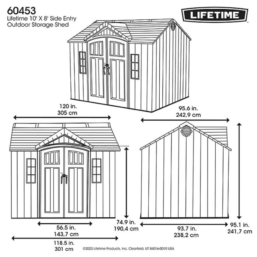 Lifetime 10′ x 8′ Outdoor Storage Shed, Gray