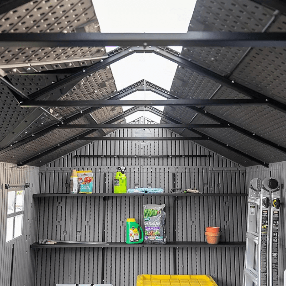 Lifetime 15′ x 8′ Dual Entry Outdoor Storage Shed, Gray