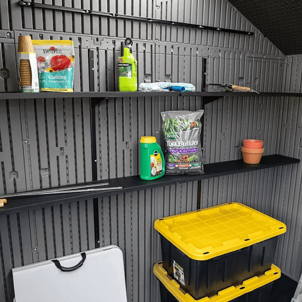 Lifetime 15′ x 8′ Dual Entry Outdoor Storage Shed, Gray