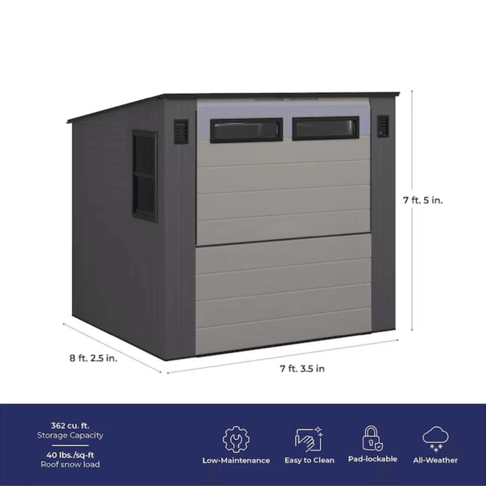 Suncast Cabana Entertainment Shed 8 ft. x 7 ft. Resin Storage Shed (Floor Included)