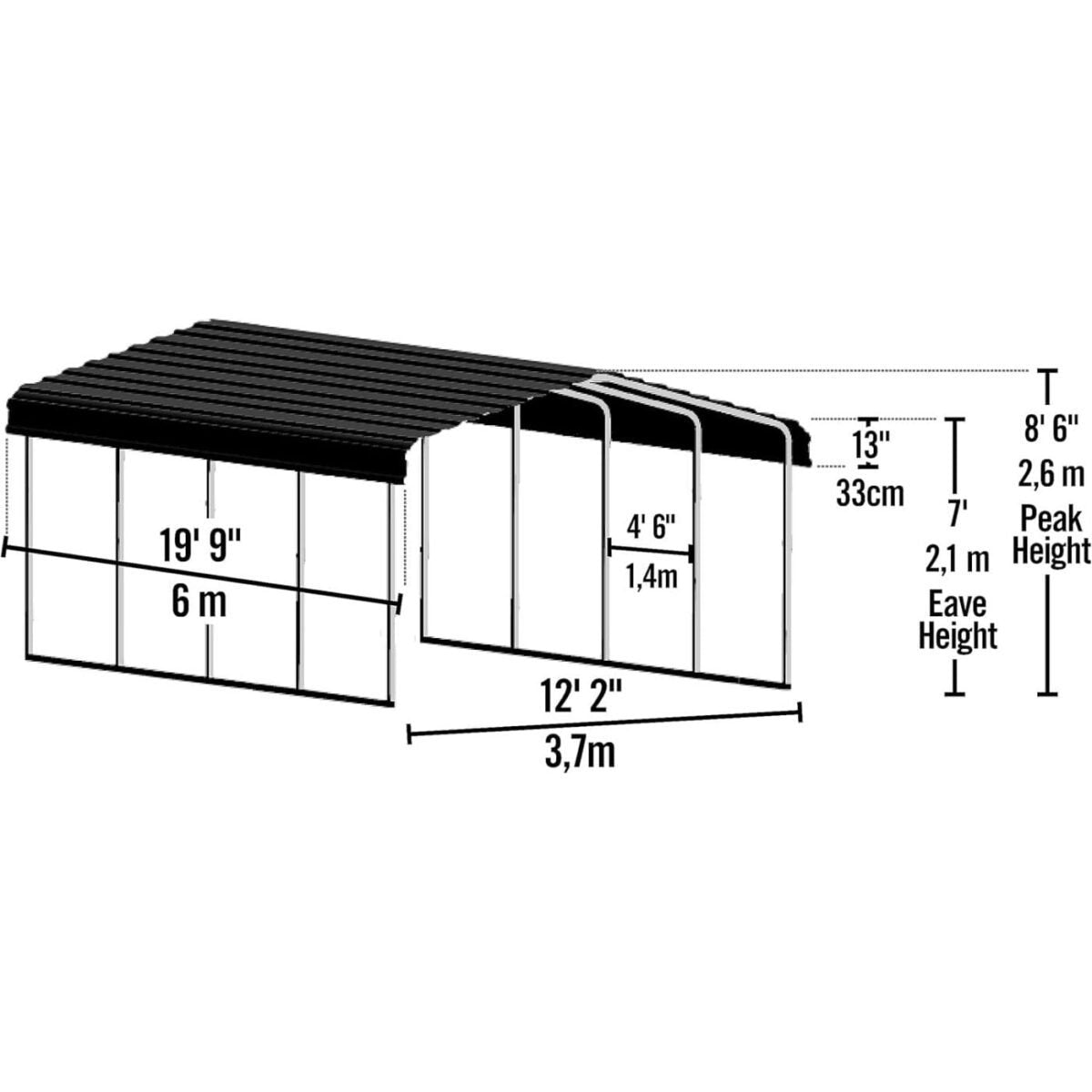 Arrow Carport 12 x 20 x 7 ft