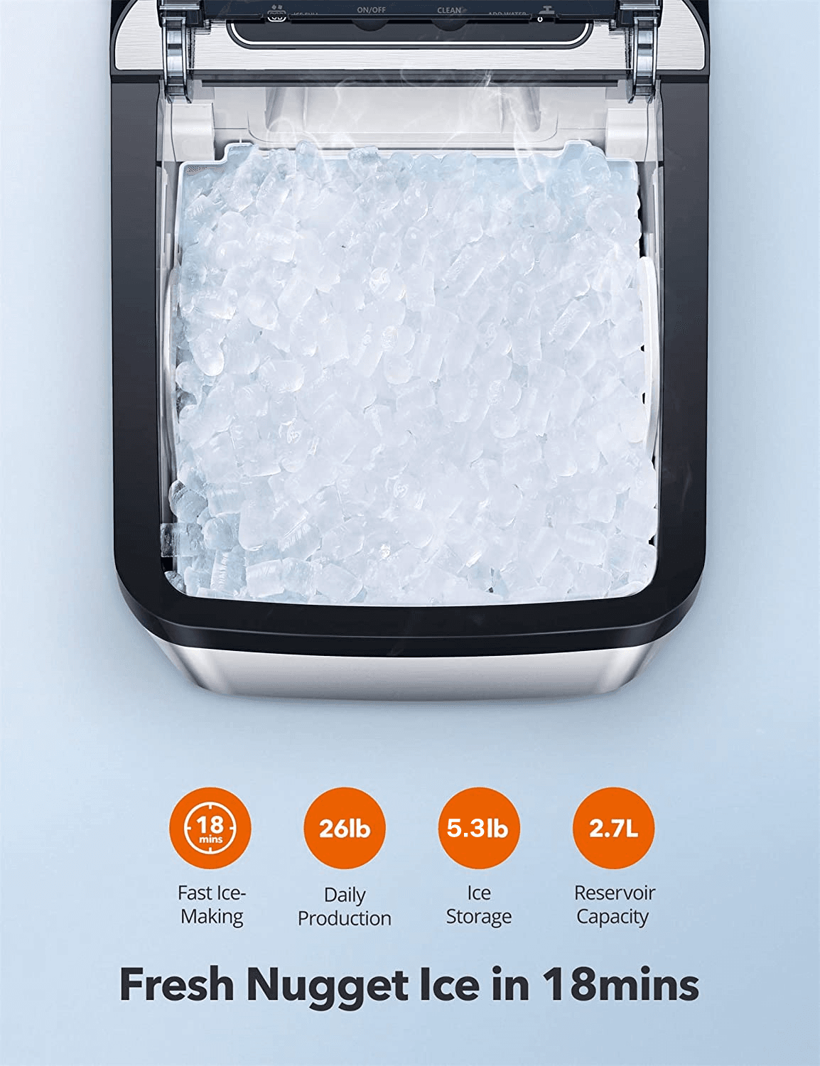 Aicook Nugget Ice Maker For Countertop Sonic Machine