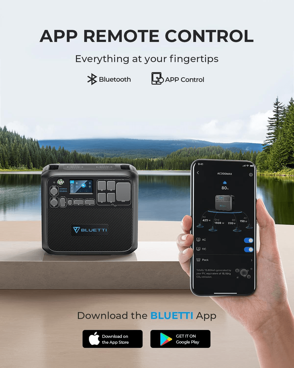 Bluetti Portable Generator 2200W AC200MAX solar generator