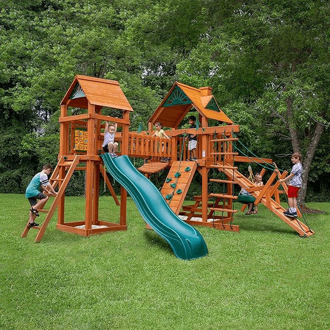 Gorilla Playsets Pioneer Peak Treehouse Wooden Swing Set