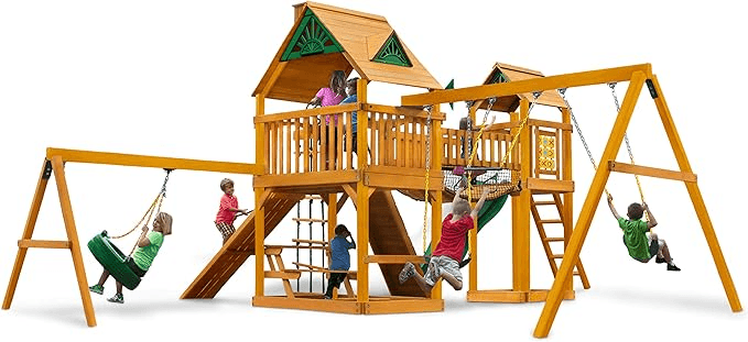 Gorilla Playsets Pioneer Peak Treehouse Wooden Swing Set