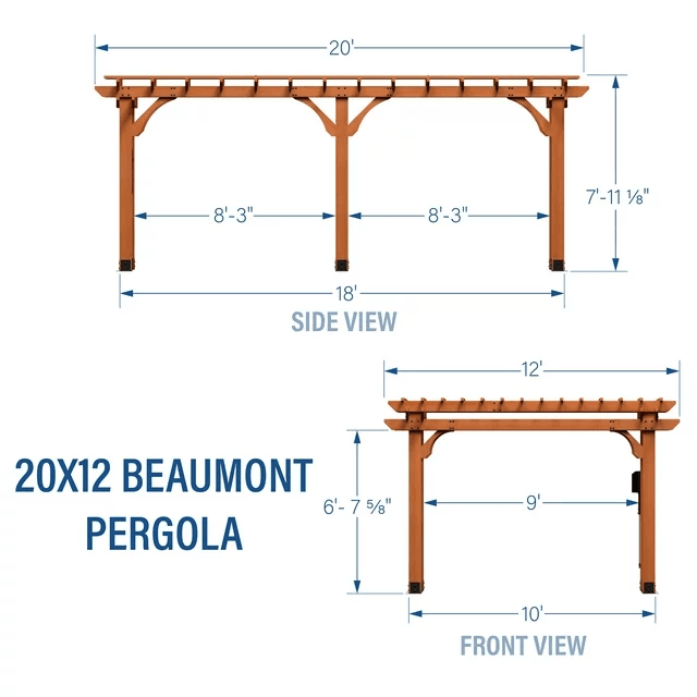 Backyard Discovery Beaumont Pergola 20′x12′ Premium Cedar