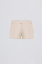 Brushed Jersey Elasticated Mini Shorts in Ecru