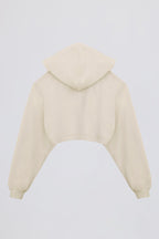 Brushed Jersey Hooded Cropped Shrug in Ecru