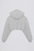 Brushed Jersey Hooded Cropped Shrug in Fog Grey