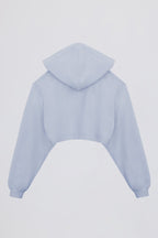 Brushed Jersey Hooded Cropped Shrug in Soft Blue