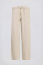 Brushed Jersey Wide-Leg Joggers in Ecru