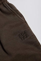 Acid Wash Wide-Leg Joggers in Brown