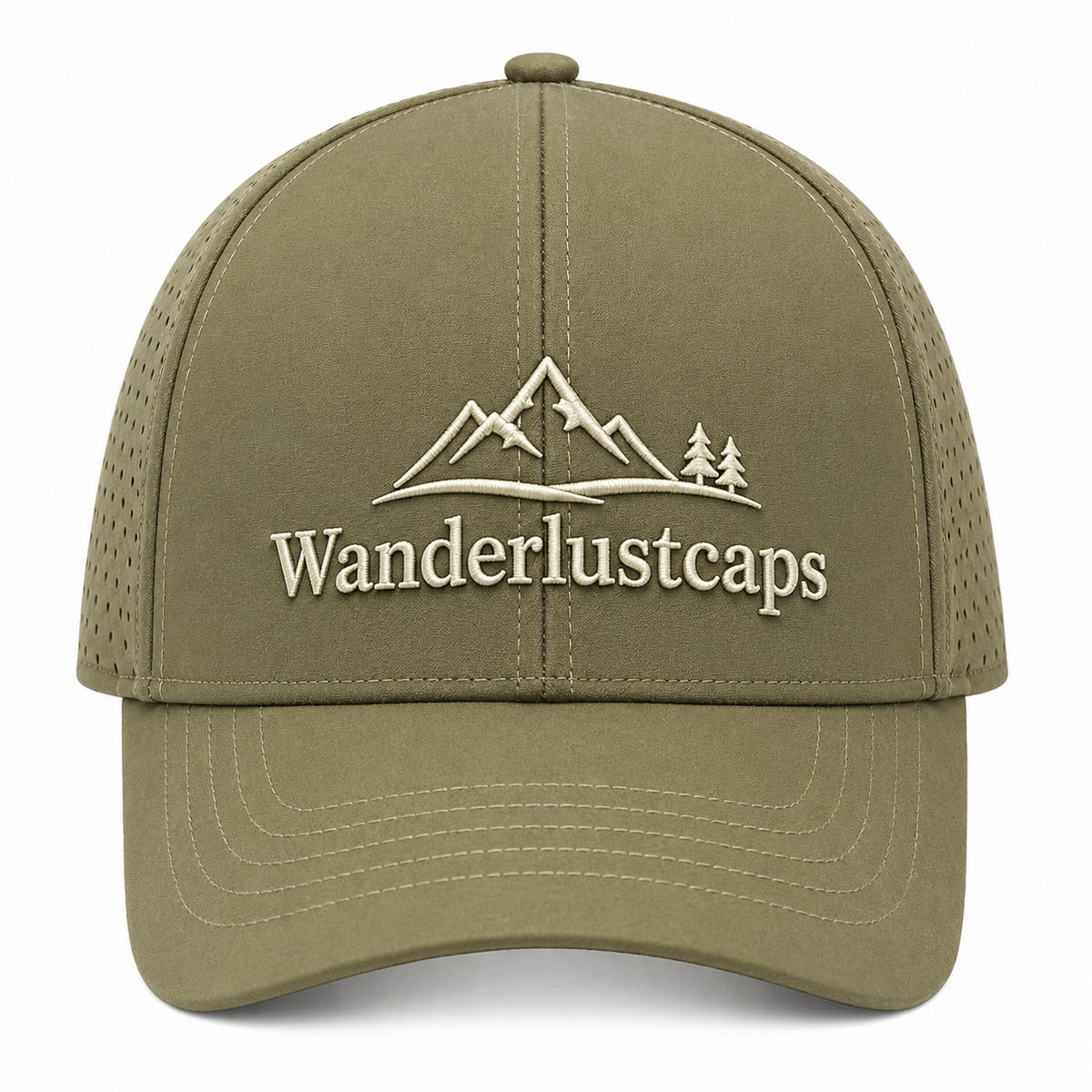 WanderlustCaps Premium Unisex Khaki Breathable Adjustable Mesh Trucker Cap