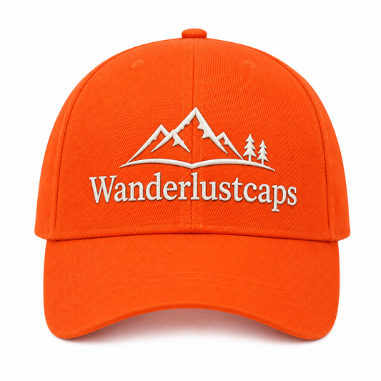WanderlustCaps Premium Unisex Blaze Orange Adjustable Cotton Baseball Cap