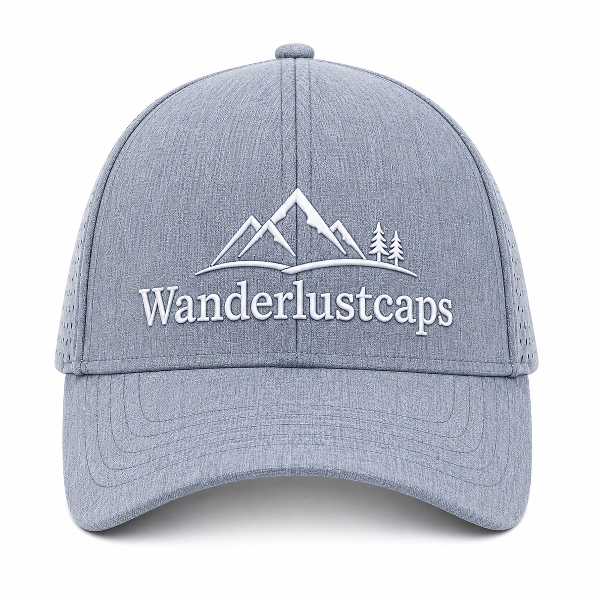 WanderlustCaps Premium Unisex Heather Blue Adjustable Cotton Baseball Cap