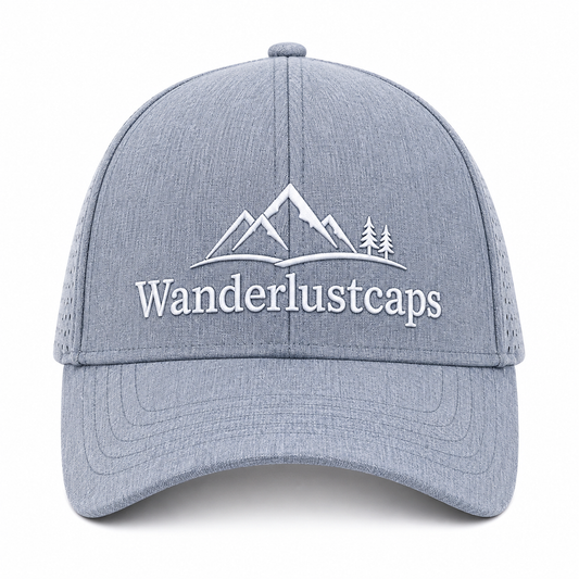 WanderlustCaps Premium Unisex Heather Blue Adjustable Cotton Baseball Cap