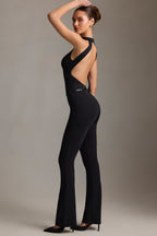 Backless Turtleneck Jumpsuit in Black