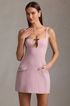 Cut-Out Structured A-Line Mini Dress in Mauve