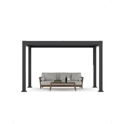 Enjyam Modern Louvered Pergola with Aluminum Frame, Adjustable Louvers & Integrated Drainage, Weather-Resistant Gazebo for Deck or Backyard, 10×12 FT